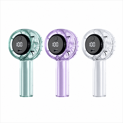Transparent Handheld Digital Fan – 1800mAh