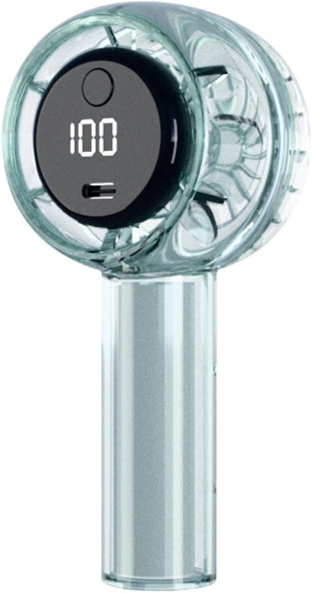 Transparent Handheld Digital Fan – 1800mAh