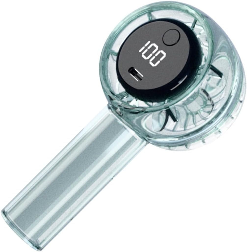 Transparent Handheld Digital Fan – 1800mAh