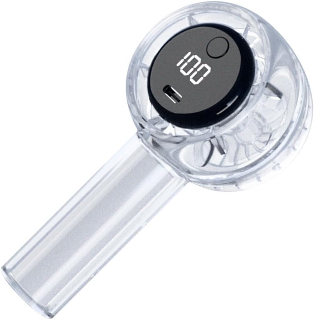 Transparent Handheld Digital Fan – 1800mAh